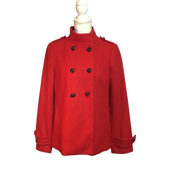 Banana Republic Red Wool Swing Coat Woman's Size Small - Picture 3 of 12